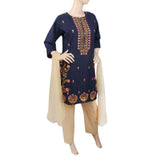 Women's Embroidered 3Pcs Suit - Navy Blue, Women, Shalwar Suits, Chase Value, Chase Value