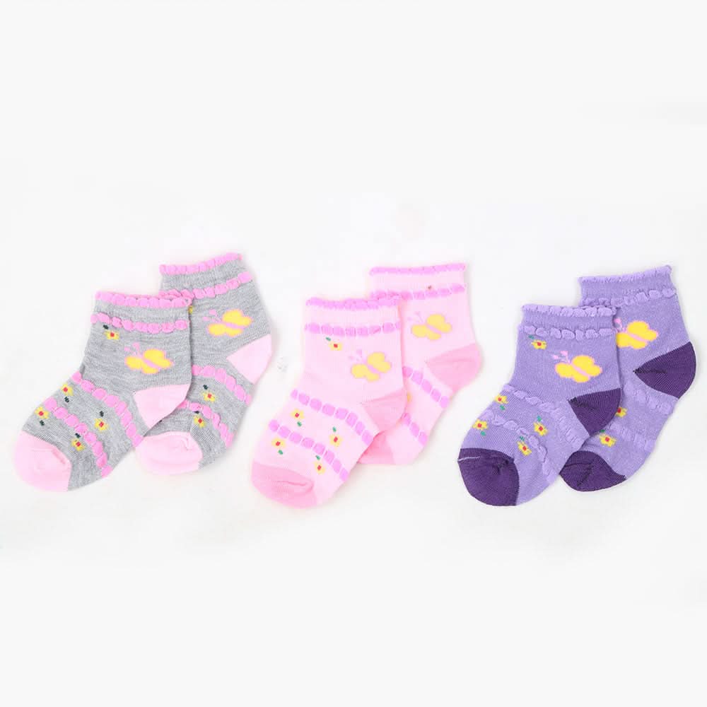 Girls 3 Pieces Socks - Multi, Kids, Girls Socks, Chase Value, Chase Value