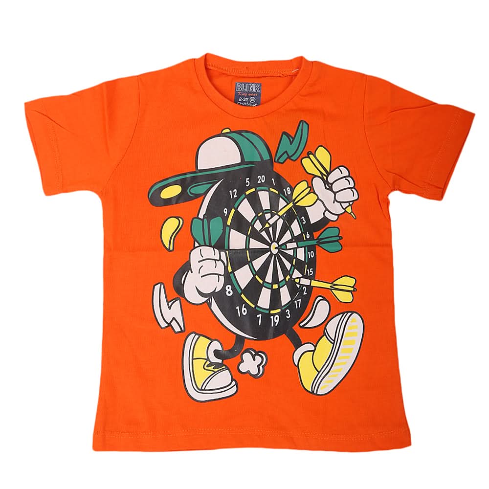 Boys Round Neck Half Sleeves T-Shirt - Orange, Kids, Boys T-Shirts, Chase Value, Chase Value