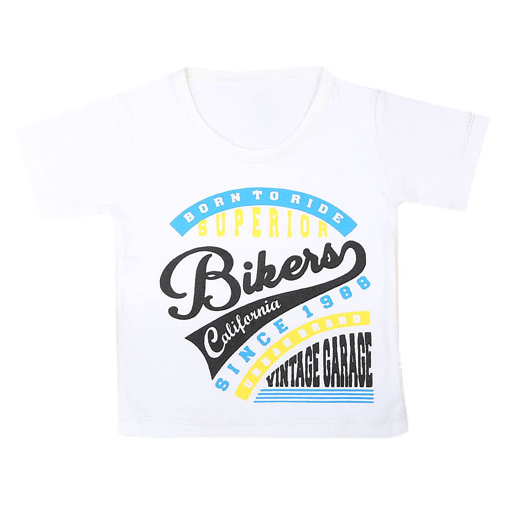 Boys Half Sleeves T-Shirt - White, Kids, Boys T-Shirts, Chase Value, Chase Value