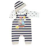 Newborn Boys Romper 3Pcs - Navy Blue, Newborn Boys Rompers, Chase Value, Chase Value