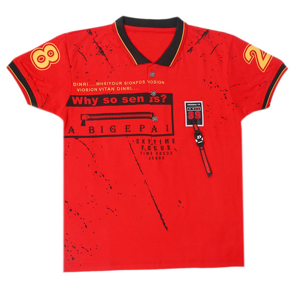 Boys Half Sleeves Polo T-Shirt - Red, Kids, Boys T-Shirts, Chase Value, Chase Value