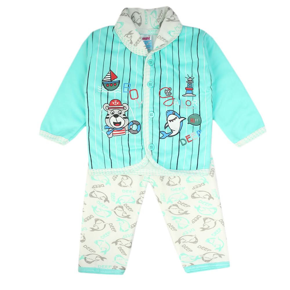 Newborn Boys Full Sleeves Suit - Cyan, Newborn Boys Sets & Suits, Chase Value, Chase Value