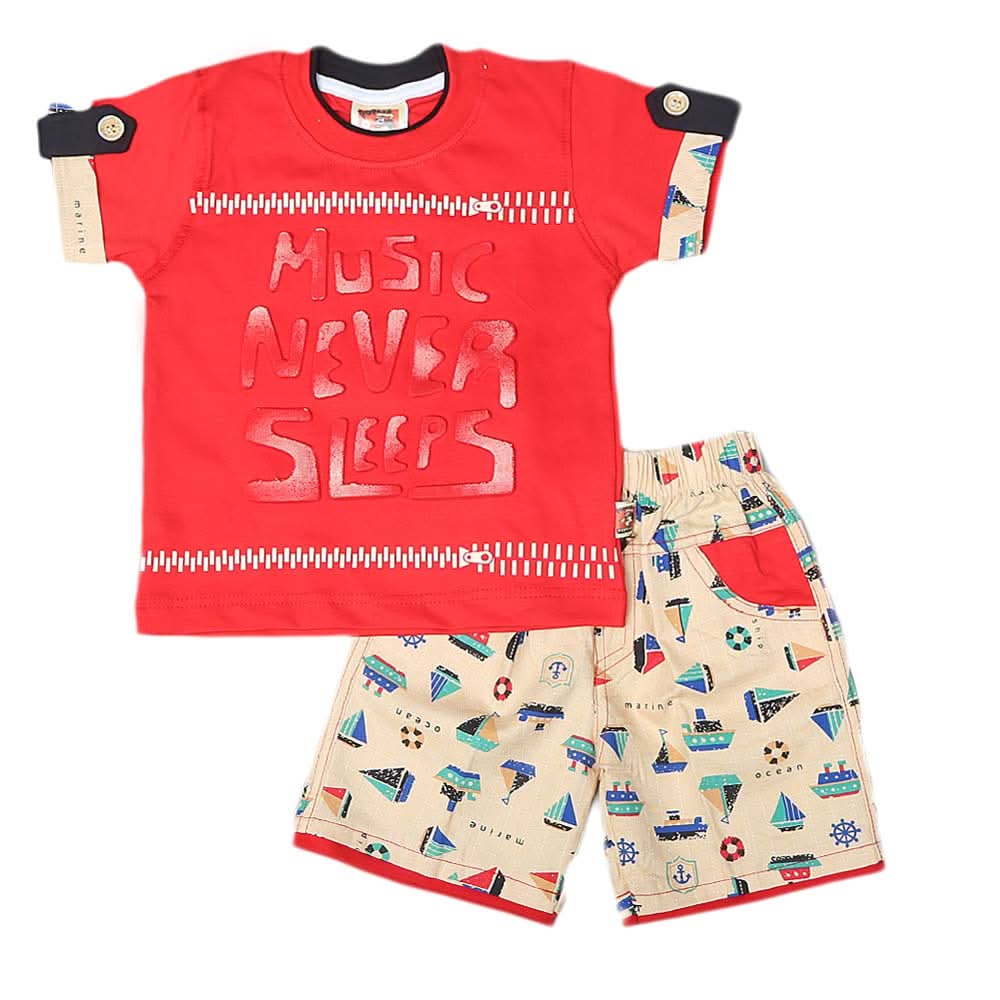 Boys Half Sleeves Suit 6B - 41 - Red, Kids, Boys Sets And Suits, Chase Value, Chase Value