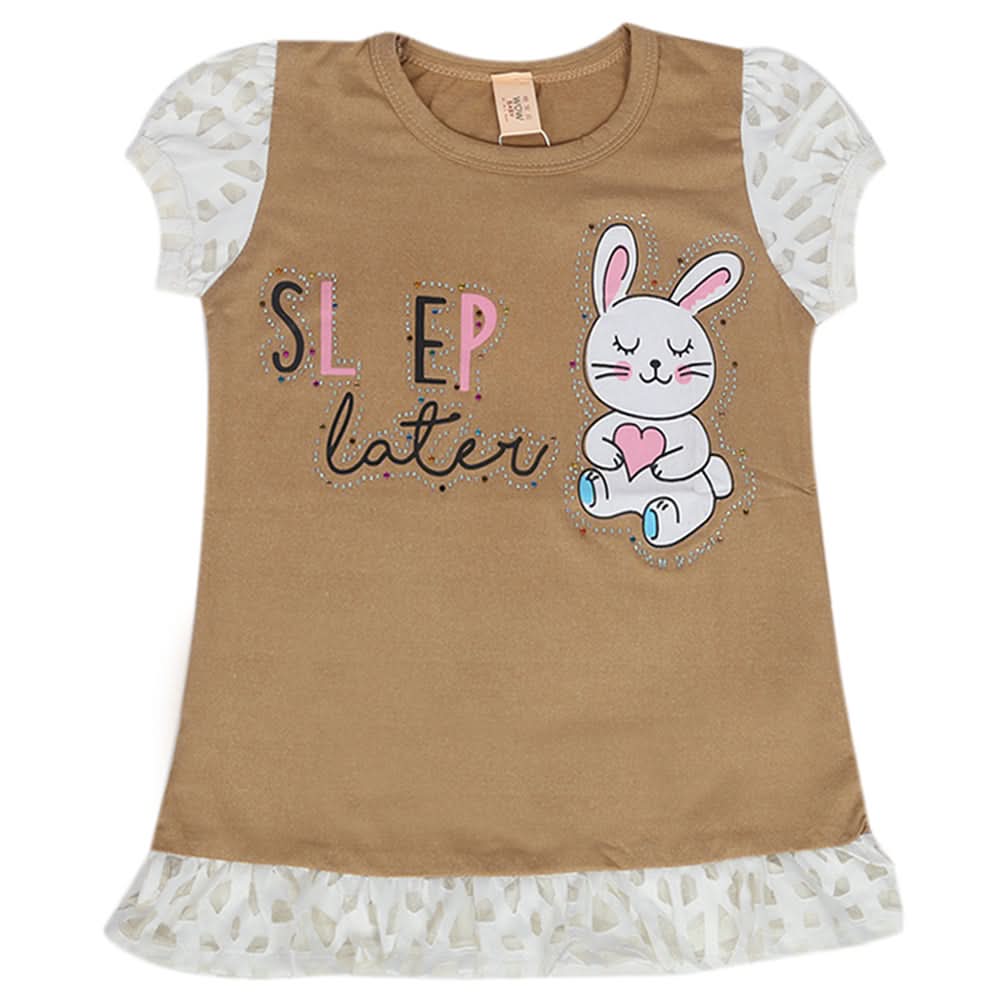 Girls Half Sleeves T-Shirt - Brown, Kids, Girls T-Shirts, Chase Value, Chase Value