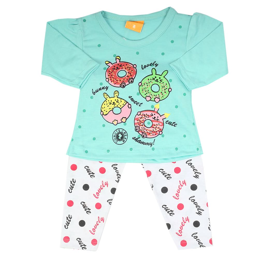 Newborn Girls Full Sleeves Suit - Cyan, Newborn Girls Sets & Suits, Chase Value, Chase Value