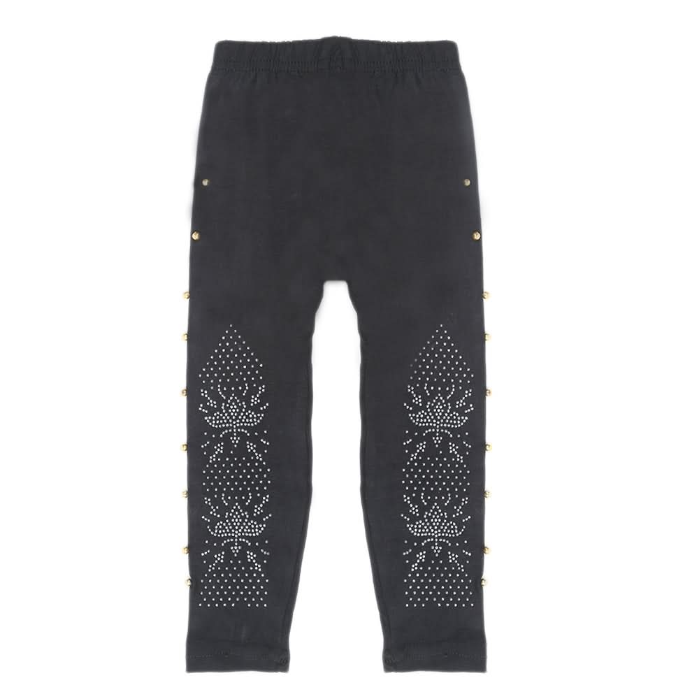 Girls Viscose Stone Tight - Black, Kids, Tights Leggings And Pajama, Chase Value, Chase Value