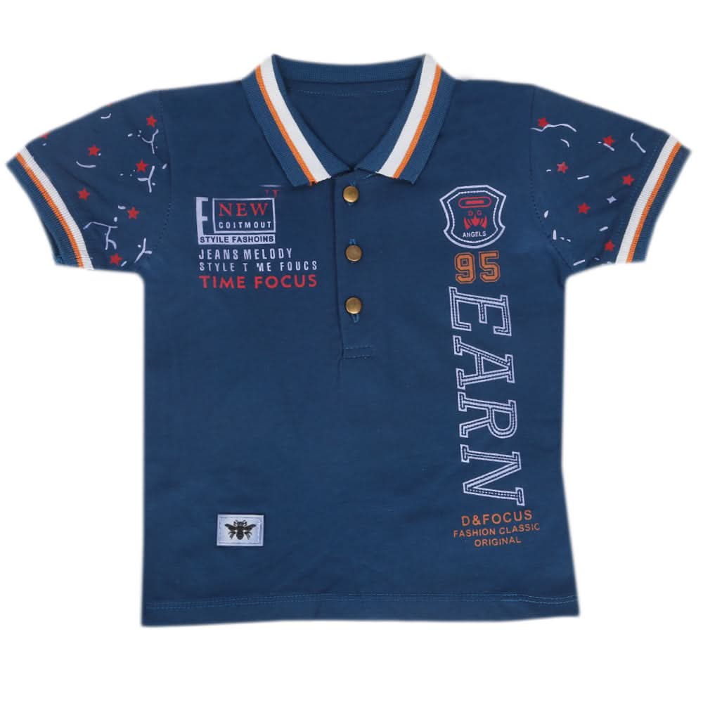 Boys Half Sleeves Polo T-Shirt - Steel Blue, Kids, Boys T-Shirts, Chase Value, Chase Value