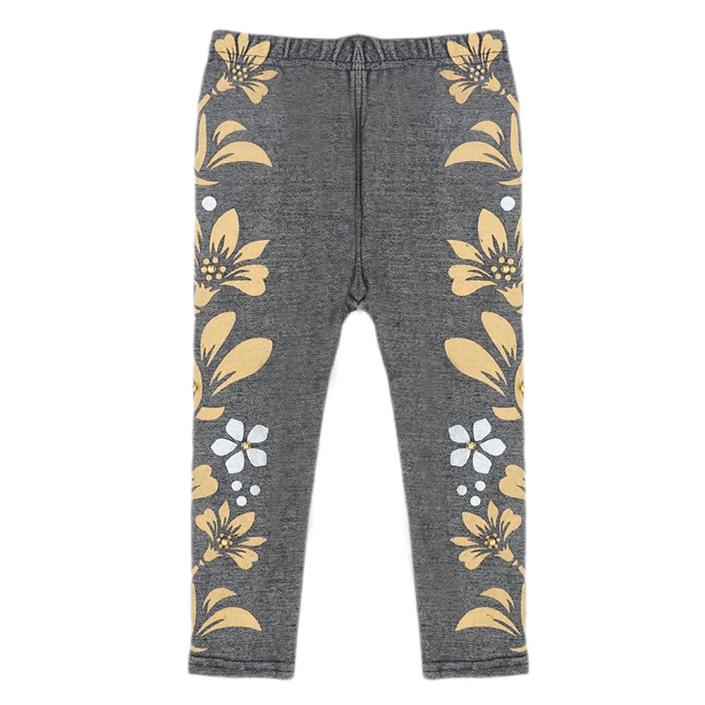 Girls Denim Printed Tight - Grey, Kids, Tights Leggings And Pajama, Chase Value, Chase Value