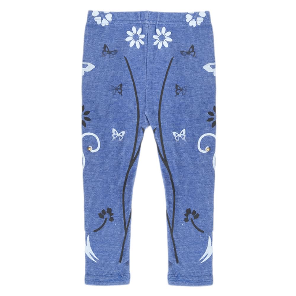Girls Denim Printed Tight - Blue, Kids, Tights Leggings And Pajama, Chase Value, Chase Value