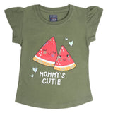 Girls Half Sleeves Printed T-Shirt - Dark Green, Kids, Girls T-Shirts, Chase Value, Chase Value