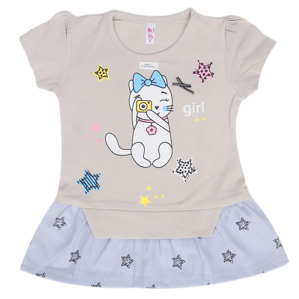 Girls Half Sleeves T-Shirt - Off White, Kids, Girls T-Shirts, Chase Value, Chase Value