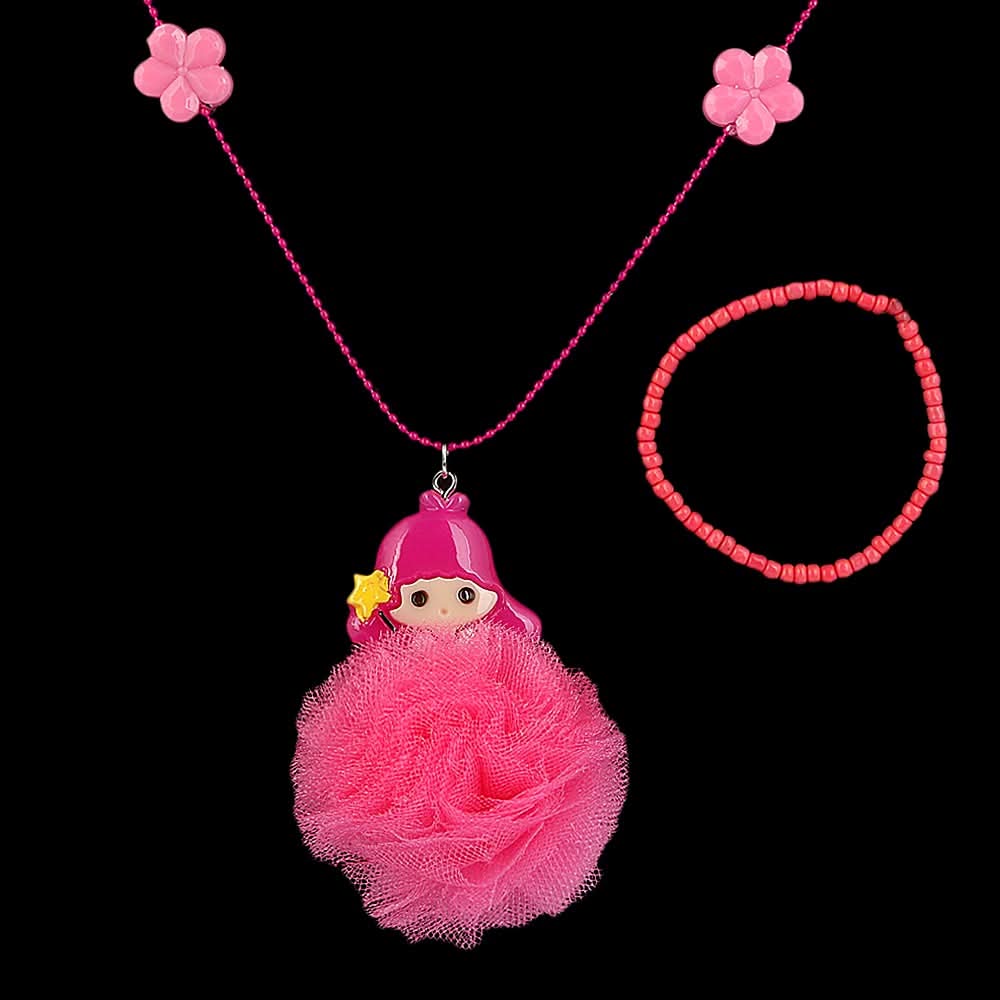 Girls Locket & Bracelet Set - Dark Pink, Kids, Jewellery Sets, Chase Value, Chase Value