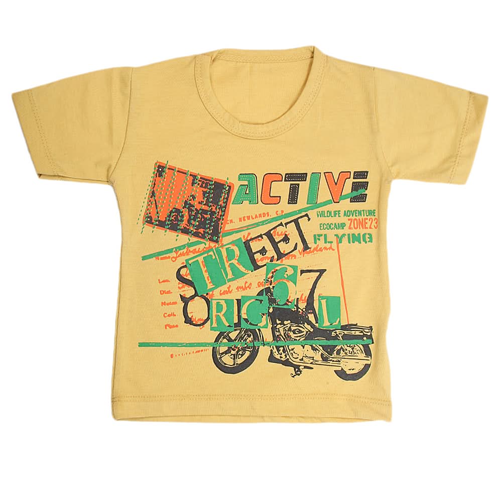 Boys Half Sleeves T-Shirt - Camel, Kids, Boys T-Shirts, Chase Value, Chase Value