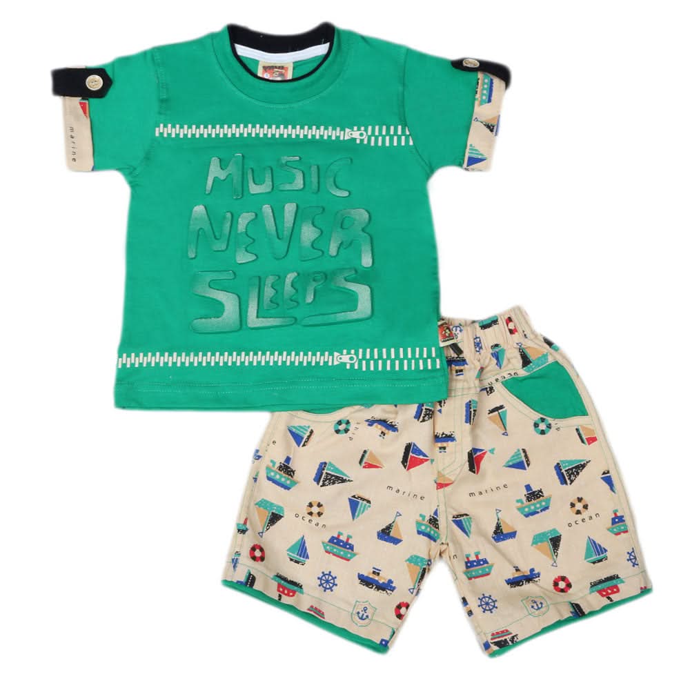 Boys Half Sleeves Suit 6B - 41 - Green, Kids, Boys Sets And Suits, Chase Value, Chase Value