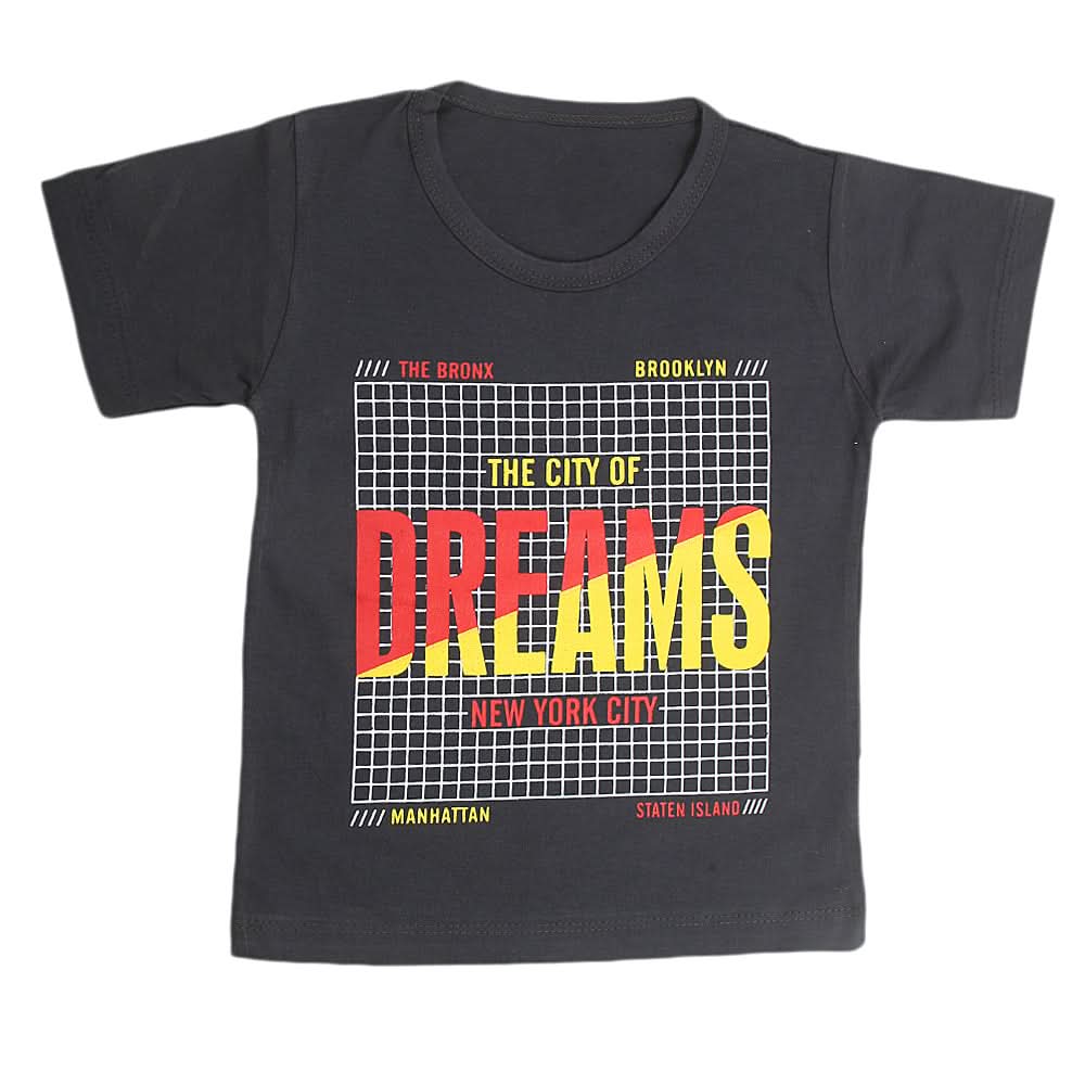 Boys Half Sleeves T-Shirt - Dark Grey, Kids, Boys T-Shirts, Chase Value, Chase Value