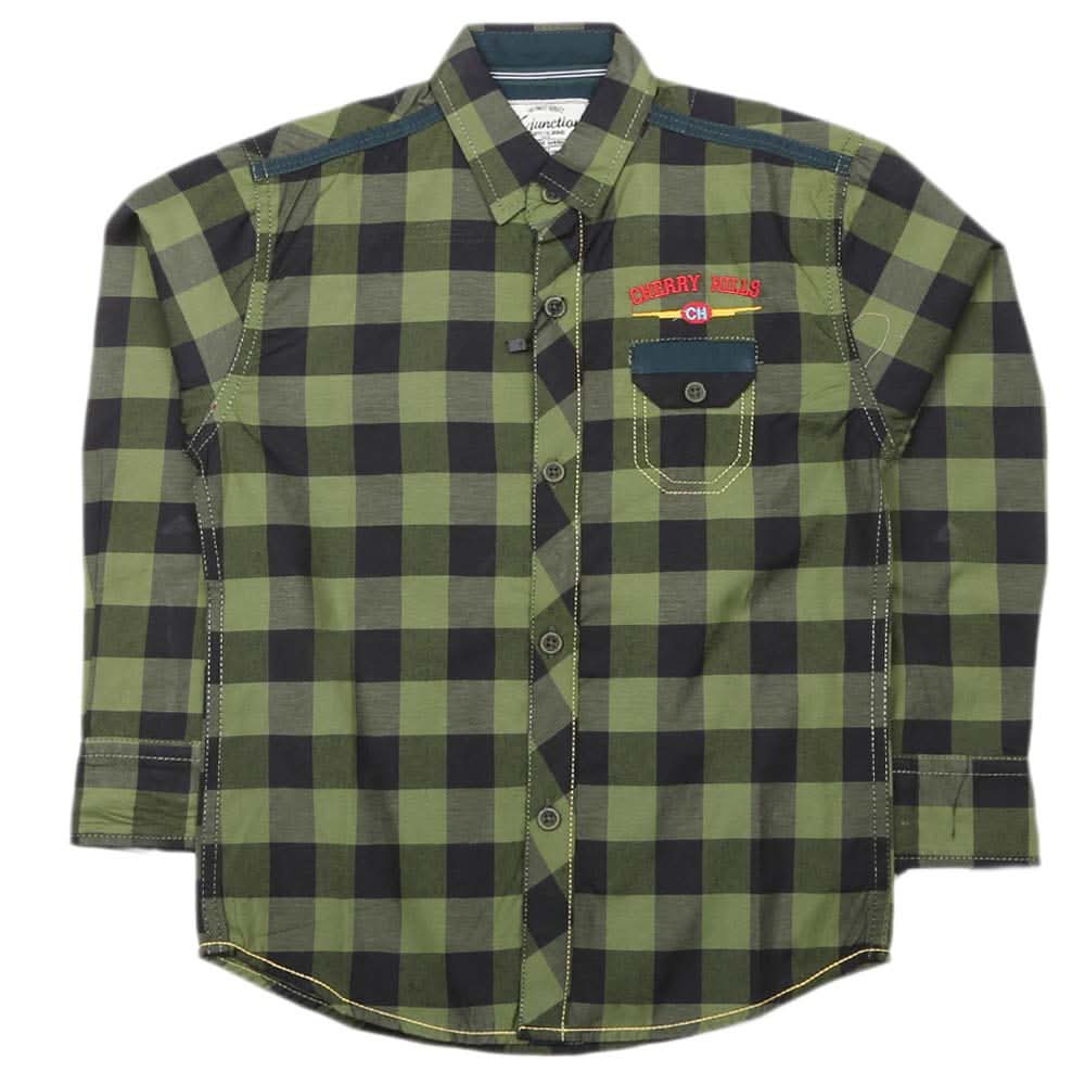 Boys Full Sleeves Casual Shirt - Green, Kids, Boys Shirts, Chase Value, Chase Value