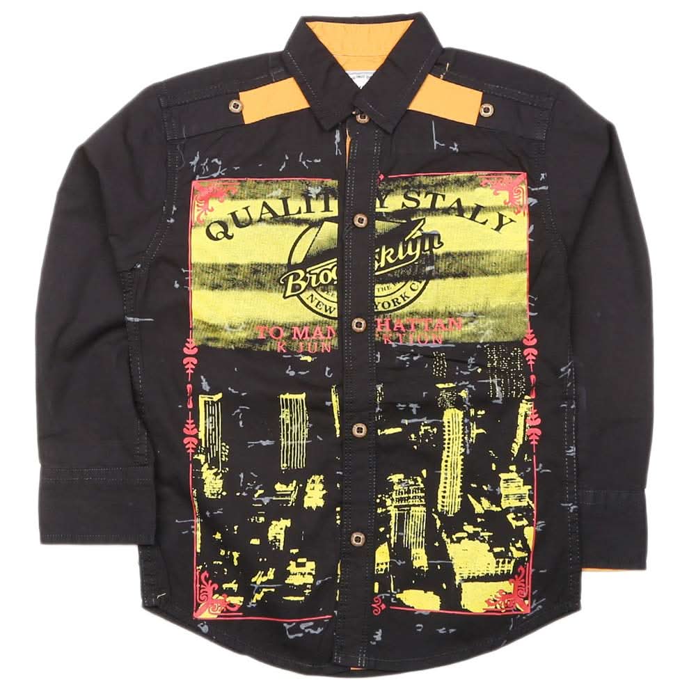 Boys Full Sleeves Casual Shirt - Black, Kids, Boys Shirts, Chase Value, Chase Value