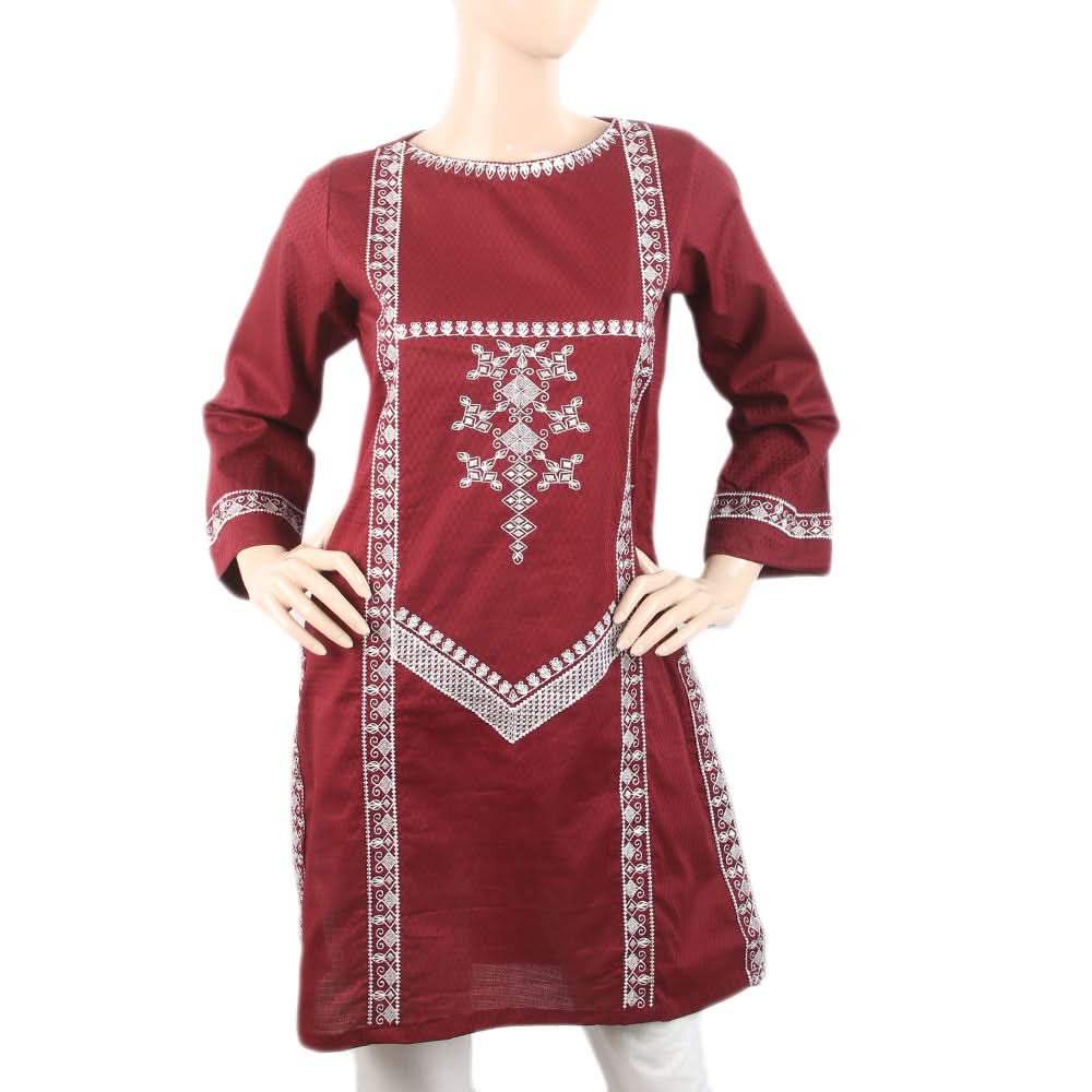 Women's Embroidered Kurti - Maroon, Women, Ready Kurtis, Chase Value, Chase Value