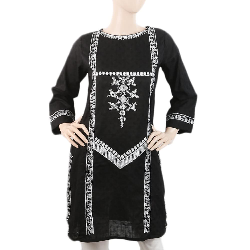 Women's Embroidered Kurti - Black, Women, Ready Kurtis, Chase Value, Chase Value