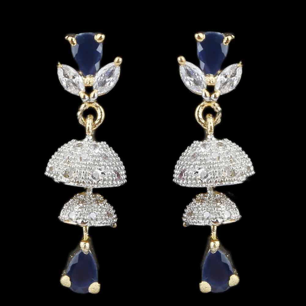 Women's Jhumki - Golden & Navy Blue, Women, Earrings & Tops, Chase Value, Chase Value