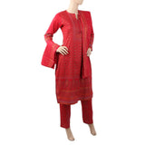 Women's Printed 3Pcs Shalwar Suit WQB 5034 A - Red, Women, Shalwar Suits, Chase Value, Chase Value