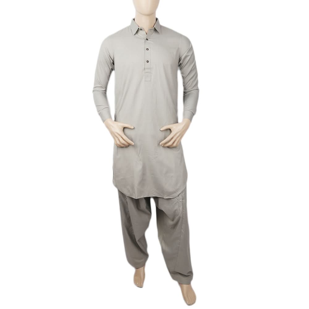 Men's Mashriq Slim Fit Shalwar Suit - Grey, Men, Shalwar Kameez, Chase Value, Chase Value