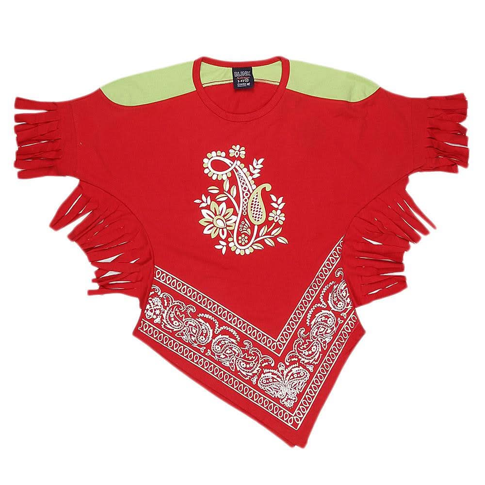 Girls Half Sleeve Printed T-Shirt - Red - test-store-for-chase-value