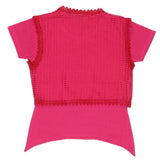 Girls Half Sleeve Fancy T-Shirt - Dark Pink - test-store-for-chase-value