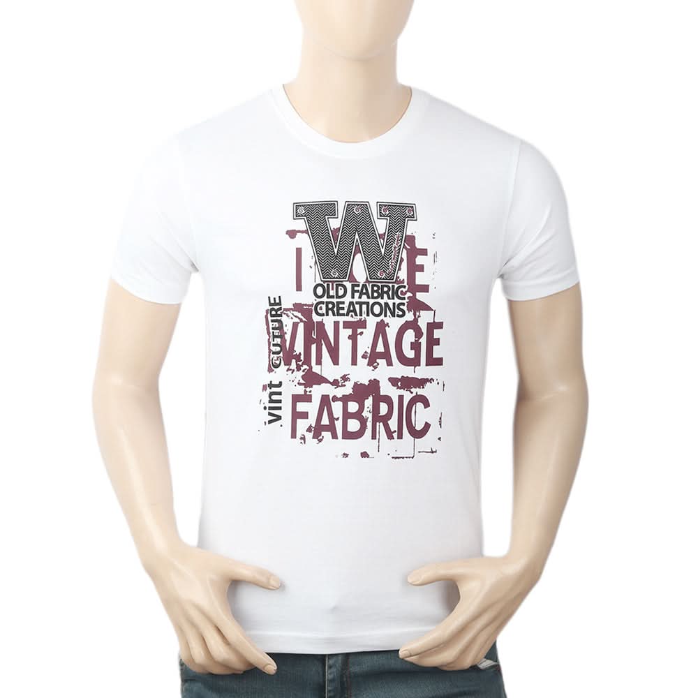 Men's Half Sleeves Round Neck T-Shirt - White, Men, T-Shirts And Polos, Chase Value, Chase Value