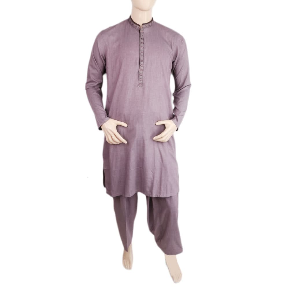 Men's Mashriq Embroidered Kurta Shalwar Suit - Purple, Men, Shalwar Kameez, Chase Value, Chase Value