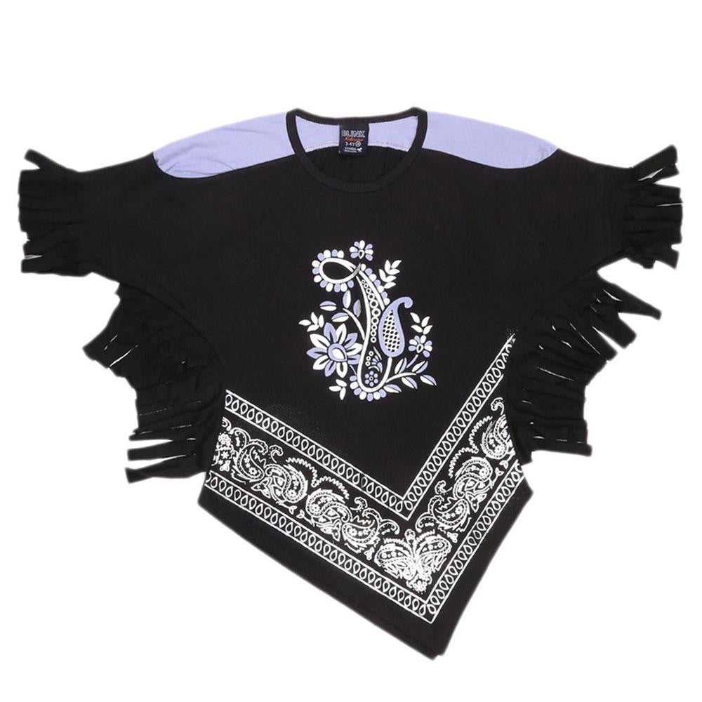 Girls Half Sleeve Printed T-Shirt - Black - test-store-for-chase-value