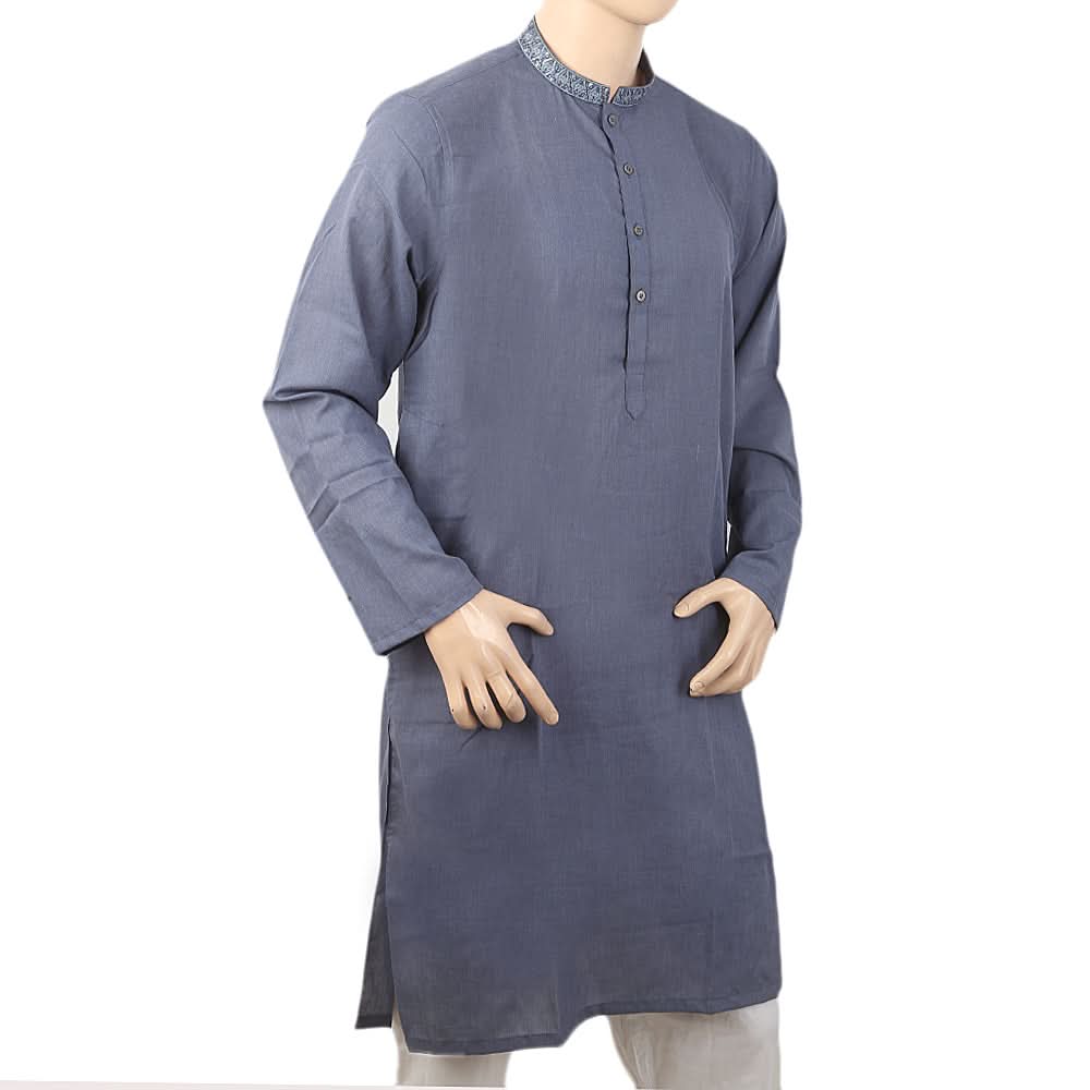 Men's Slim Fit Embroidered Kurta - Purple, Men, Kurtas, Chase Value, Chase Value