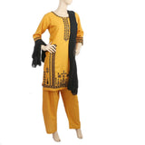 Women's Embroidered 3Pcs Stitched Shalwar Suit - Mustard, Women, Shalwar Suits, Chase Value, Chase Value