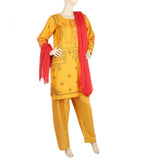 Women's Embroidered 3Pcs Stitched Shalwar Suit - Mustard, Women, Shalwar Suits, Chase Value, Chase Value