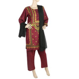 Women's Embroidered 3Pcs Stitched Shalwar Suit - Maroon, Women, Shalwar Suits, Chase Value, Chase Value