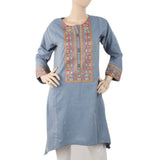 Women's Embroidered Kurti Front Button - Navy Blue, Women, Ready Kurtis, Chase Value, Chase Value