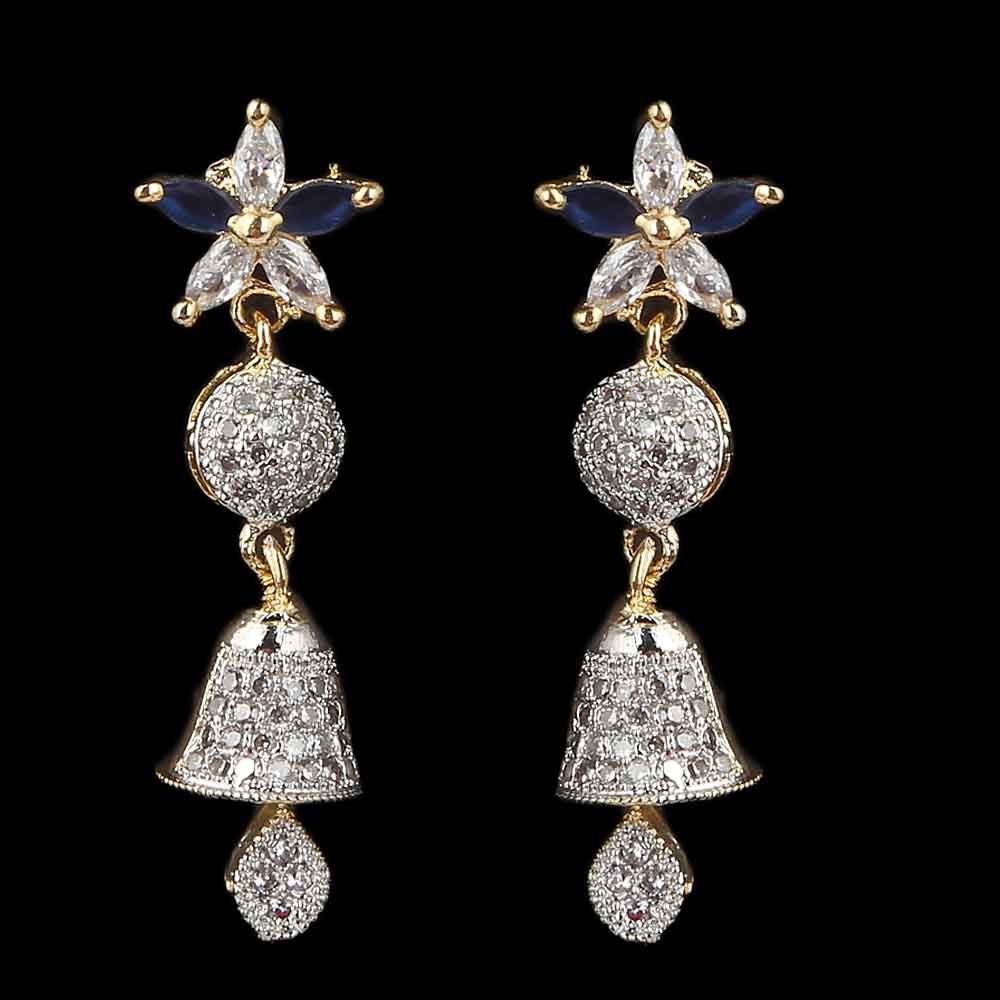 Women's Jhumki - Golden & Navy Blue, Women, Earrings & Tops, Chase Value, Chase Value
