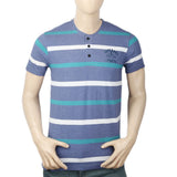 Men's Yarn Dyed Half Sleeves T-Shirt - Blue, Men, T-Shirts And Polos, Chase Value, Chase Value
