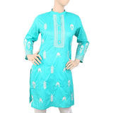 Women's Embroidered Cotton Kurti - Sea Green, Women, Ready Kurtis, Chase Value, Chase Value