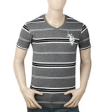 Men's Yarn Dyed Half Sleeves T-Shirt - Dark Grey, Men, T-Shirts And Polos, Chase Value, Chase Value