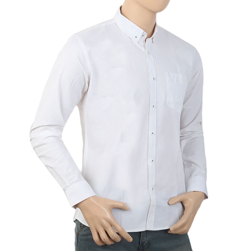 Men's Casual Branded Shirt - White, Men, Shirts, Chase Value, Chase Value