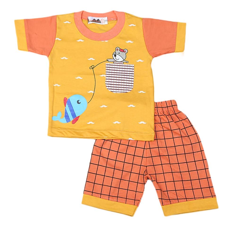 Boys Half Sleeves Suit 4549 - Yellow - C, Kids, Boys Sets And Suits, Chase Value, Chase Value