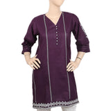 Women's Embroidered Kurti With Front Button - Purple, Women, Ready Kurtis, Chase Value, Chase Value