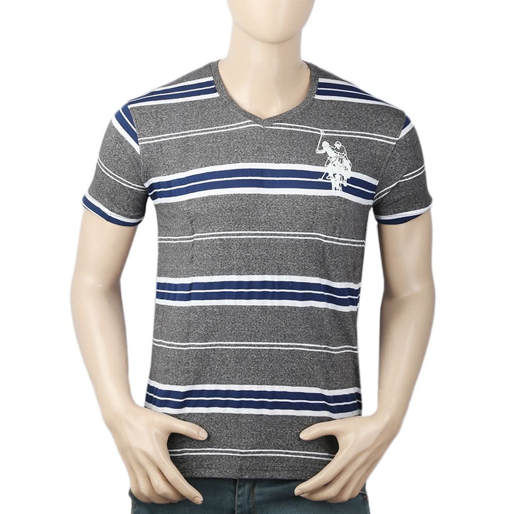 Men's Yarn Dyed Half Sleeves T-Shirt - Grey, Men, T-Shirts And Polos, Chase Value, Chase Value