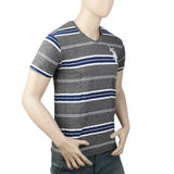 Men's Yarn Dyed Half Sleeves T-Shirt - Grey, Men, T-Shirts And Polos, Chase Value, Chase Value