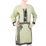 Women's Embroidered Kurti With Front Tulsa - Green, Women, Ready Kurtis, Chase Value, Chase Value