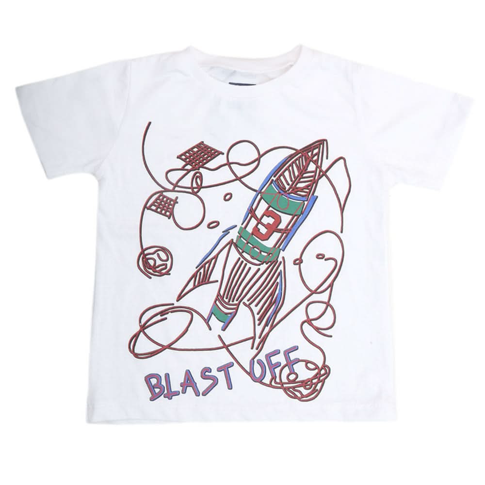 Boys Printed Half Sleeves T-Shirt 4748 - White, Kids, Boys T-Shirts, Chase Value, Chase Value