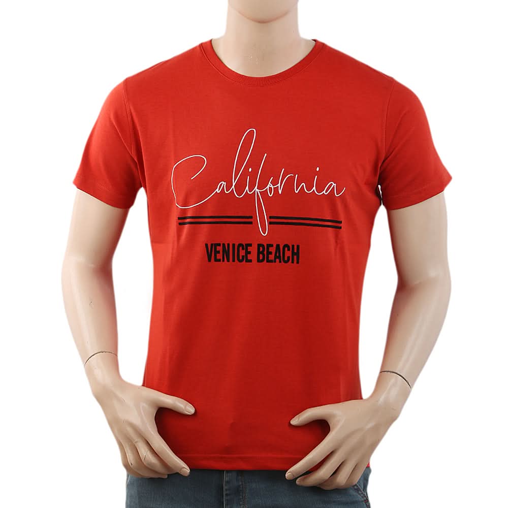 Men's Half Sleeves Printed T-Shirt - Red, Men, T-Shirts And Polos, Chase Value, Chase Value