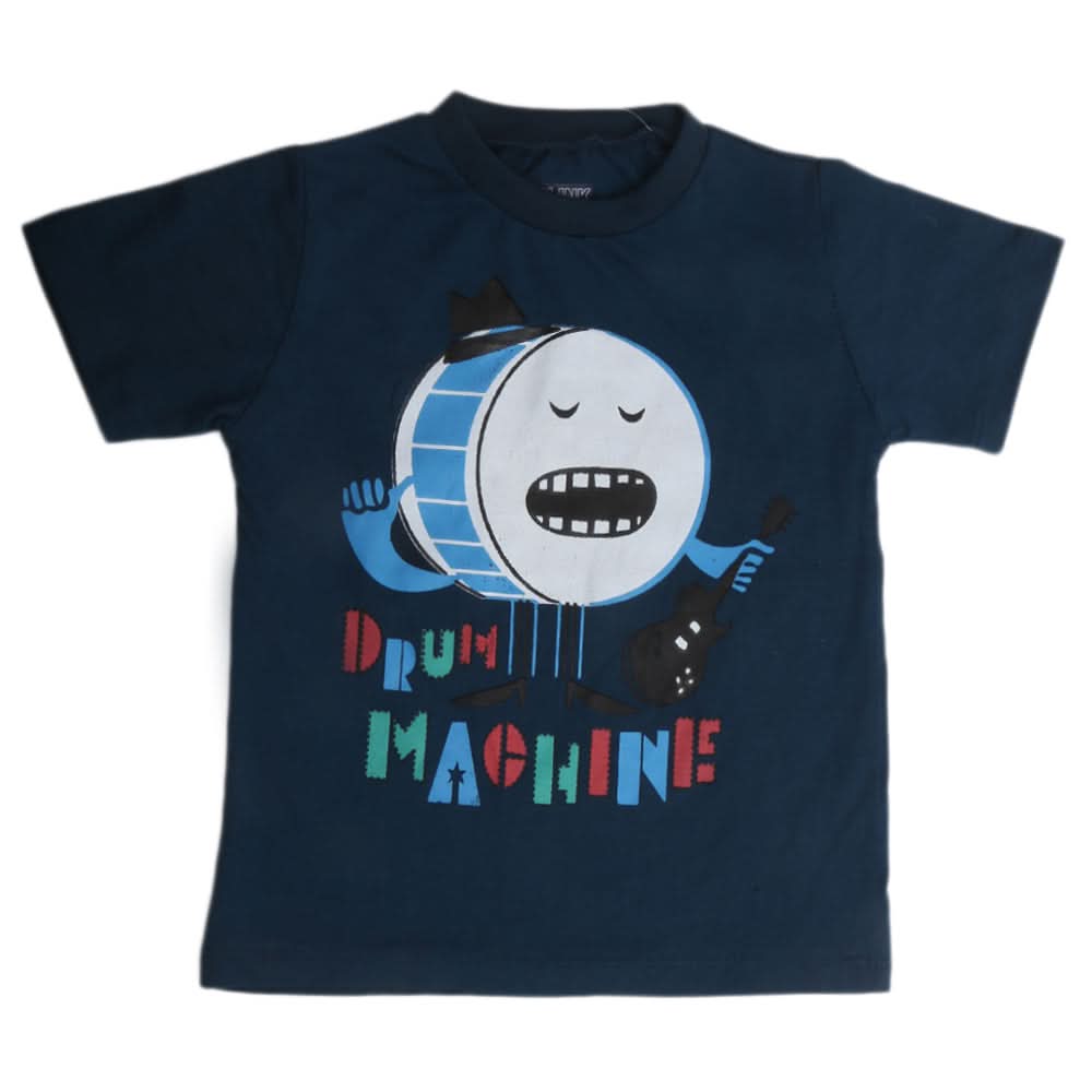 Boys Printed Half Sleeves T-Shirt 4727 - Steel Blue, Kids, Boys T-Shirts, Chase Value, Chase Value